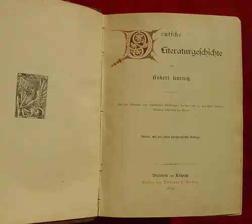 () "Deutsche Literaturgeschichte". Von Robert Koenig. 655 Seiten. 1879