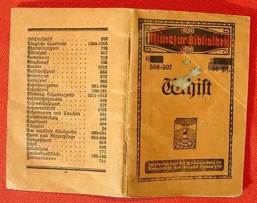 " Whist ". Erläuterungsbüchlein, um 1915 () Reihe :  Miniatur-Bibliothek (Nr. 506-507). 56 Seiten. Verlag A. O. Paul, Leipzig um 1915