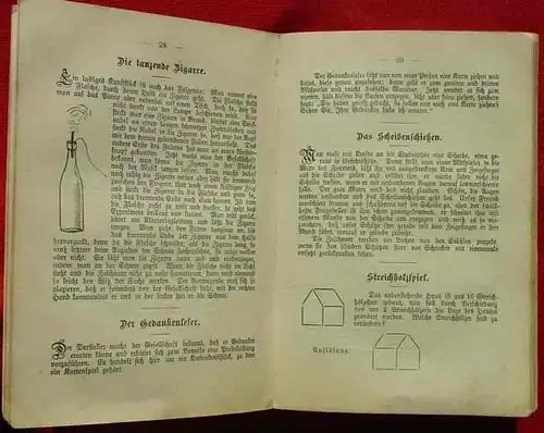 () "Allerhand Kunststuecke - Belustigungen, Scherze, Zaubereien, Kartenkunststuecke, Streichholzspiele, ....". Von A. Busch. 112 Seiten. Verlag August Schultze, Berlin 1910