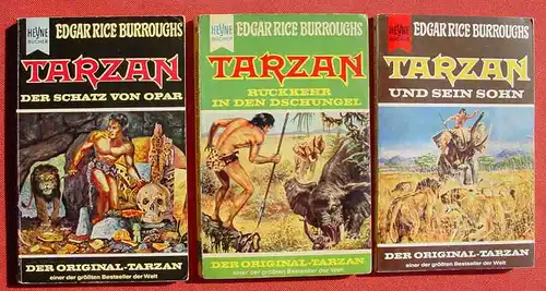 (1046362) 3 x TARZAN, Edgar Rice Burroughs, 1. Auflagen, Heyne-TB. 1965, rundum noch guter Zustand, siehe bitte Bilder