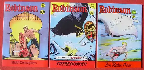 (1046384) Robinson. 11 Comics . Hefte : Nr. 13, 15, 16, 19, 23, 31, 32, 34, 35, 39, 124. Sammlerausgaben Roman-Boutique-Club / Hethke. TOP Zustand ! Siehe bitte Bilder.  Versandkosten kommen hinzu : BRD ab Euro 3,00 / Ausland ab Euro 12,00