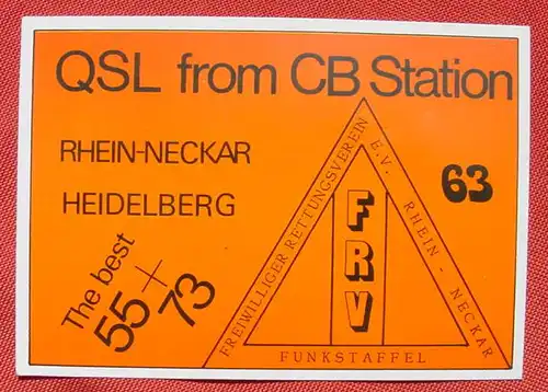 () CB-Station Postkarte Heidelberg Rhein-Neckar Funkstaffel # QSL # CB-Funk