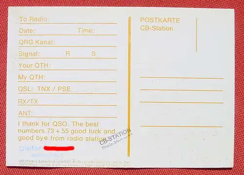 () CB-Station Postkarte Heidelberg Rhein-Neckar Funkstaffel # QSL # CB-Funk