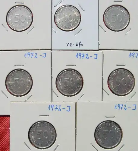 (1047168) Deutschland 8 x 50 Pfennig 1972-J, sehr gut erhalten, siehe bitte Bilder u. Beschreibung