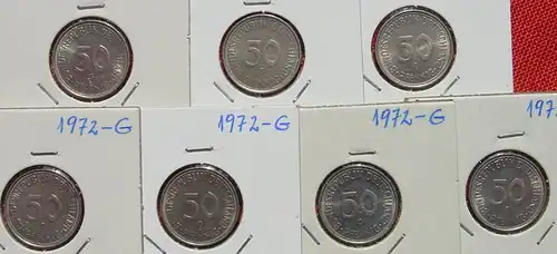 () Deutschland 7 x 50 Pfennig 1972-G, TOP Zustand, siehe bitte Bilder u. Beschreibung