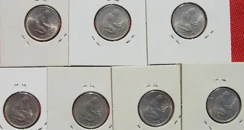 (1047189) Deutschland 7 x 50 Pfennig 1972-G, TOP Zustand, siehe bitte Bilder u. Beschreibung