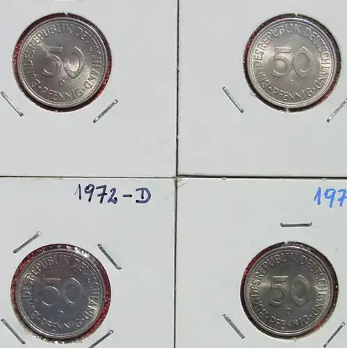 () Deutschland 10 x 50 Pfennig 1972-D, TOP Zustand, siehe bitte Bilder u. Beschreibung