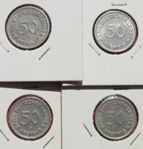 (1047196) Deutschland 4 x 50 Pfennig 1949, D-F-G-J, gut erhalten, siehe bitte Bilder u. Beschreibung
