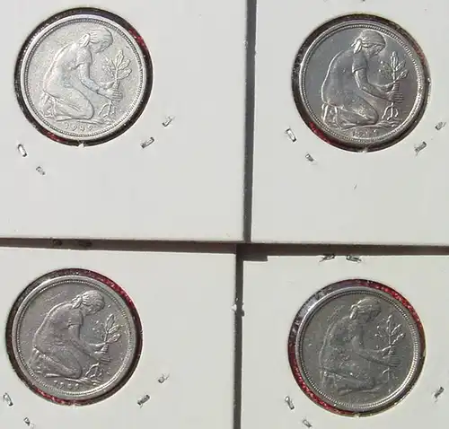 (1047196) Deutschland 4 x 50 Pfennig 1949, D-F-G-J, gut erhalten, siehe bitte Bilder u. Beschreibung