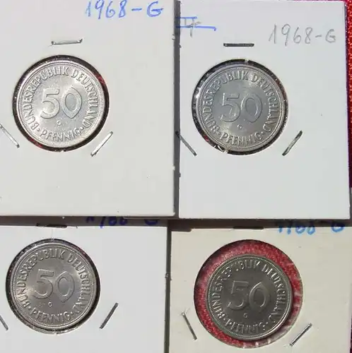 (1047202) Deutschland 4 x 50 Pfennig 1968-G, TOP Zustand, sehr gut erhalten, siehe bitte Bilder u. Beschreibung