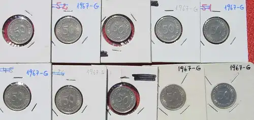 () Deutschland 24 x 50 Pfennig 1967-G, durchschnittlich guter Zustand, siehe bitte Bilder u. Beschreibung