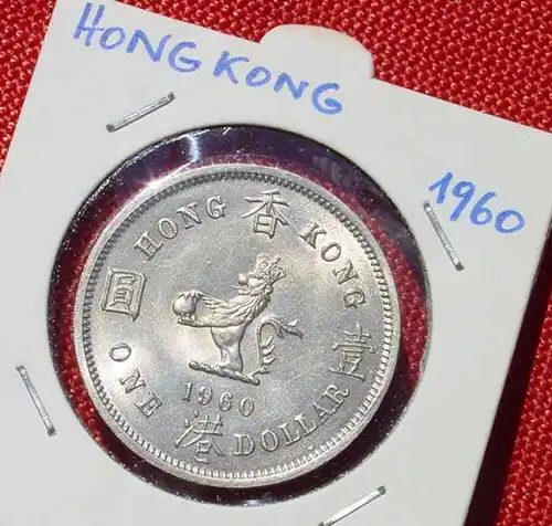 (1049175) Hongkong 1 Dollar 1960. TOP Erhaltung, siehe bitte Beschreibung u. Bilder