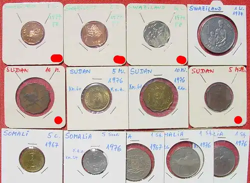 (1049186) Afrika 13 x div Münzen (auch PP) Doublettenbestand, siehe bitte Beschreibung u. Originalbilder