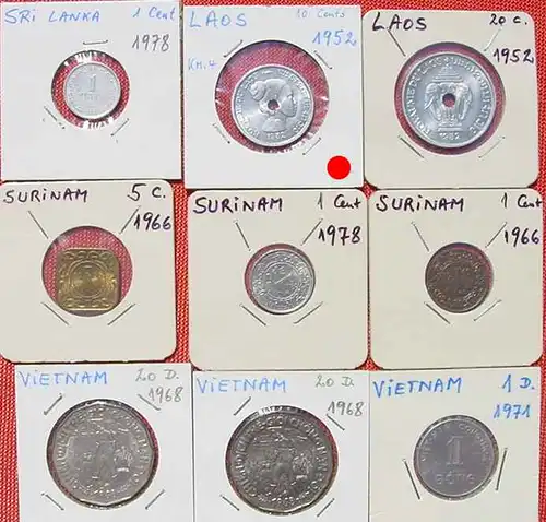(1049188) Asien 9 x div Münzen Doublettenbestand, siehe bitte Beschreibung u. Originalbilder