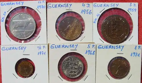 (1049191) Guernsey / Jersey 11 x div. Münzen Doublettenbestand, siehe bitte Beschreibung u. Originalbilder