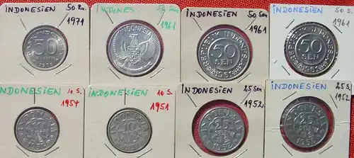 () Indonesien 13 x div. Münzen Doublettenbestand, siehe bitte Beschreibung u. Originalbilder