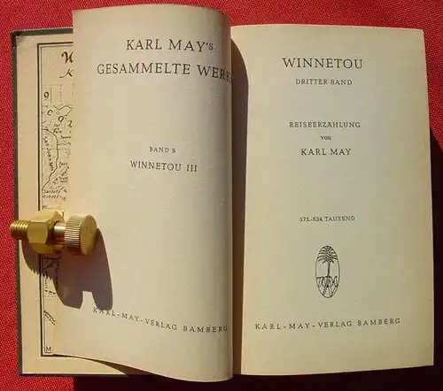 () Karl May, Band 9 "Winnetou". Dritter Band. Karl-May-Verlag, 575. bis 634. Tausend, Bamberg 1951