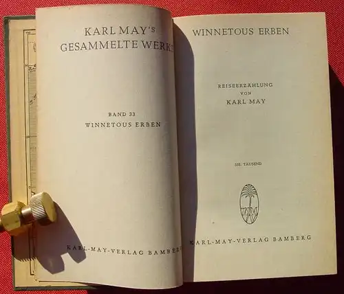 () Karl May, Band 33 "Winnetous Erben". Karl-May-Verlag, 552. Tausend, Bamberg 1960