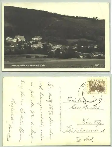 Alt Lengbach. (1030252) Ansichstkarte. Oesterreich. Postalisch gelaufen, um 1930.   Eckknick rechts oben