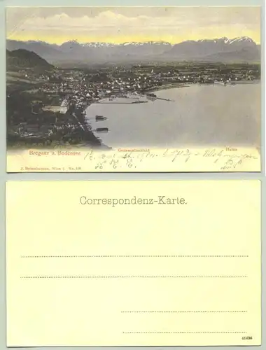 ()  Huebsche, alte Ansichtskarte 'Bregenz am Bodensee'. Postalisch nicht gelaufen, beschrieben mit kleiner Notiz von 1904