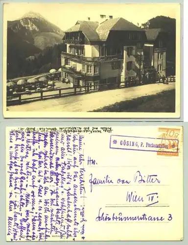 Goesing, um 1927 ()  Ansichstkarte. Hotel Goesing an der Mariazellerbahn. Oesterreich. Postalisch nicht gelaufen. Stempel 'Goesing, P. Puchenstuben