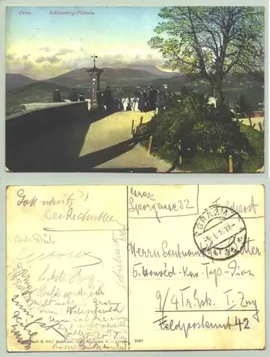 () Ansichstkarte. Graz - Schlossberg-Plateau. Oesterreich. Postalisch gelaufen 1916