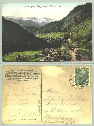 (1030197) Ansichstkarte 'Klaus / Ob.-Oest.) gegen Warscheneck'. Oesterreich. Postalisch gelaufen um 1908 ?