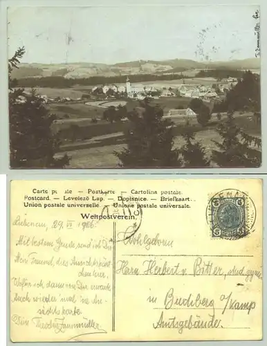 Liebenau (1026035) Foto-Ansichtskarte. Postalisch gelaufen 1906. Gebrauchsspuren