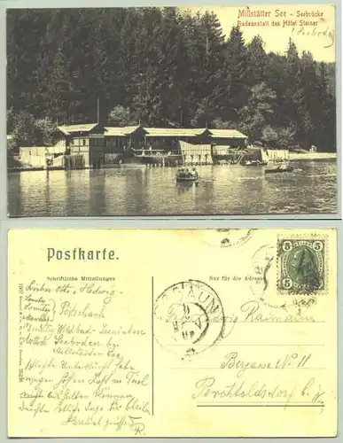 Millstaetter See (1030211) Ansichstkarte. Oesterreich. Postalisch gelaufen, Datum schwach lesbar, Druckvermerk von 1907
