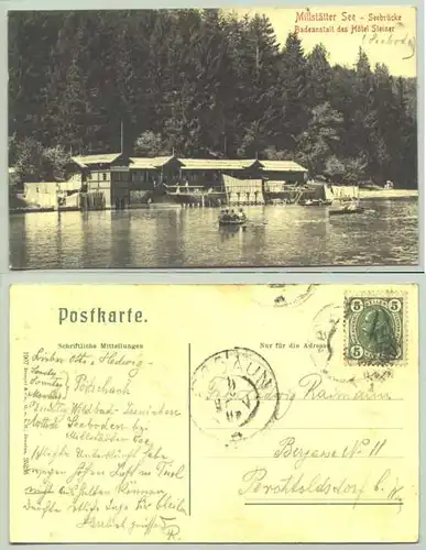 Millstaetter See () Ansichstkarte. Oesterreich. Postalisch gelaufen, Datum schwach lesbar, Druckvermerk von 1907