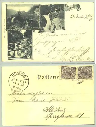 Mirafälle (1030285) Ansichstkarte. Oesterreich. Postalisch gelaufen 1898