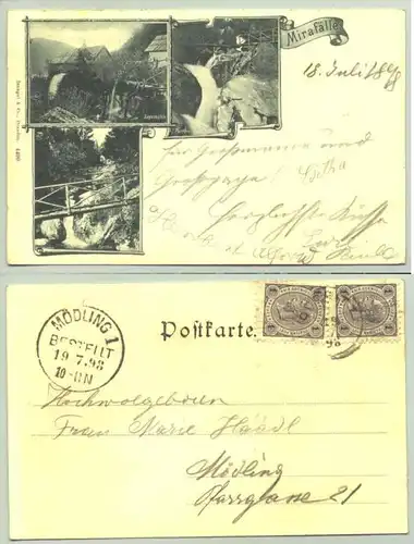 Mirafälle () Ansichstkarte. Oesterreich. Postalisch gelaufen 1898