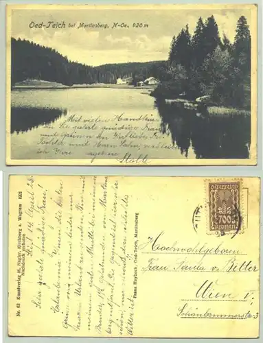 () Ansichstkarte. Oed-Teich bei Martinsberg. Oesterreich. Postalisch gelaufen 1925