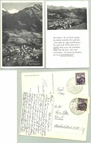 Bad Hofgastein () 2 Ansichtskarten. Postalisch gelaufen mit huebschen Sonderstempeln 1950 - 1957