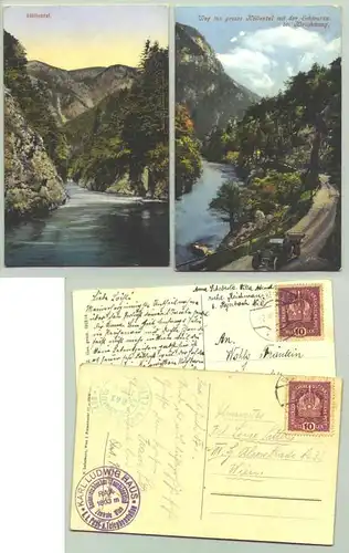 2 x Hirschwang (1026000) 2 Ansichtskarten. Hoellental bei Hirschwang. Postalisch gelaufen 1917