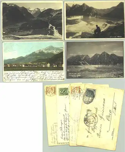 (1025930) 4 Ansichtskarten mit Motiven aus Bludenz und Umgebung. Postalisch gelaufen ab 1903 - 1927.  1 AK starke Knicke