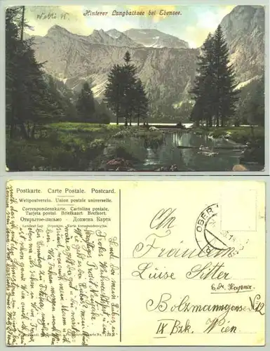 Ebensee (1025950) Ansichtskarte. Hinterer Langbathsee bei Ebensee. Beschrieben u. postalisch gelaufen (Marke geloest) 1936 ? Karte vermutlich aelter