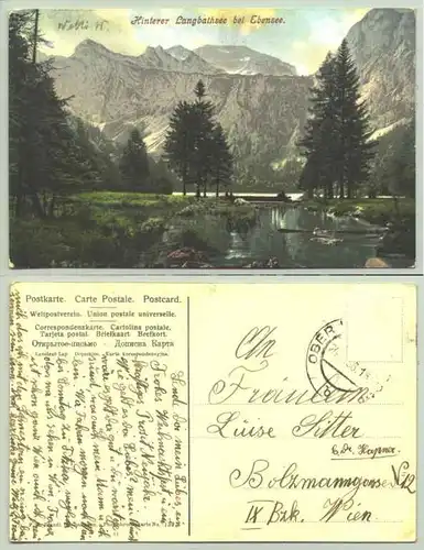 Ebensee () Ansichtskarte. Hinterer Langbathsee bei Ebensee. Beschrieben u. postalisch gelaufen (Marke geloest) 1936 ? Karte vermutlich aelter