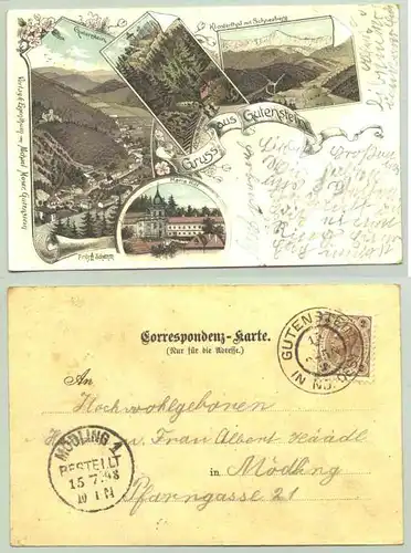Gutenstein (1025974) Ansichtskarte. Postalisch gelaufen 1898. Gebrauchsspuren