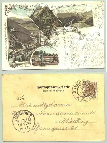 Gutenstein () Ansichtskarte. Postalisch gelaufen 1898. Gebrauchsspuren