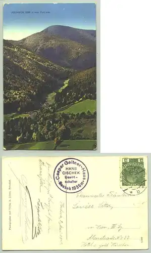 Hocheck () Ansichtskarte. Hocheck 1036 m vom Furt aus. Postalisch gelaufen 1915