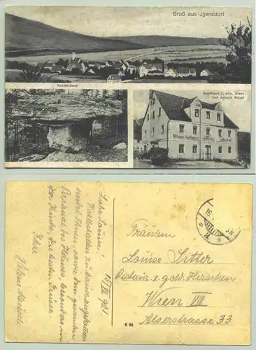 () Österreich. Ansichtskarte. Gruß aus Igensdorf / Gasthaus z. gold. Stern, Johann Kögel. Postalisch gelaufen, aber Marke gelöst 1921. 