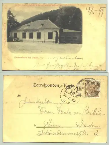 Kreinerhütte bei Baden (1025921) Ansichtskarte. Postalisch gelaufen 1899