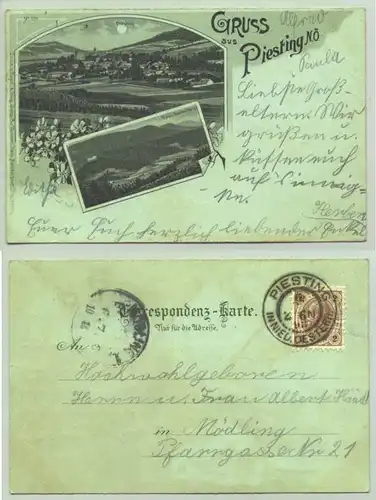 Piesting (1026078) Ansichtskarte / Mondscheinkarte. Gruss aus Piesting N.Oe. Postalisch gelaufen 1898