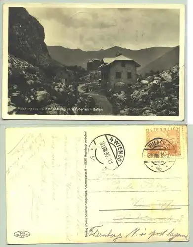 (1030126) Foto-Ansichstkarte. Plöcken-Pass (1370 m). Staatsgrenze Oesterreich-Italien. Postalisch gelaufen 1930. 