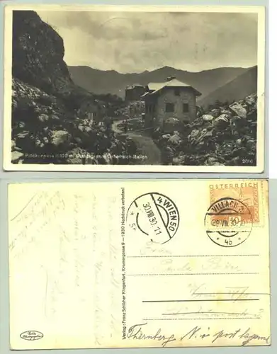 () Foto-Ansichstkarte. Plöcken-Pass (1370 m). Staatsgrenze Oesterreich-Italien. Postalisch gelaufen 1930. 