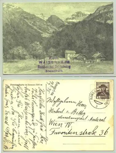 Ramsau (1026093) Ansichtskarte. Mit Stempelaufdruck : Kath. Waisenheim Ramsau bei Schladming, Steiermark. Postalisch gelaufen 1935