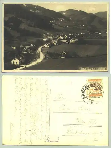 Ramsau () Ansichstkarte. Ramsau bei Hainfeld. Oesterreich. Postalisch gelaufen 1928