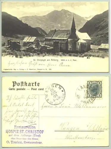 St. Christoph (1030201) Ansichstkarte. St. Christoph am Arlberg. Oesterreich. Postalisch gelaufen 1906