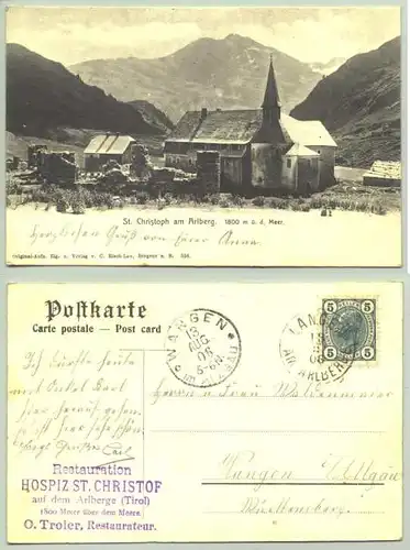 St. Christoph () Ansichstkarte. St. Christoph am Arlberg. Oesterreich. Postalisch gelaufen 1906